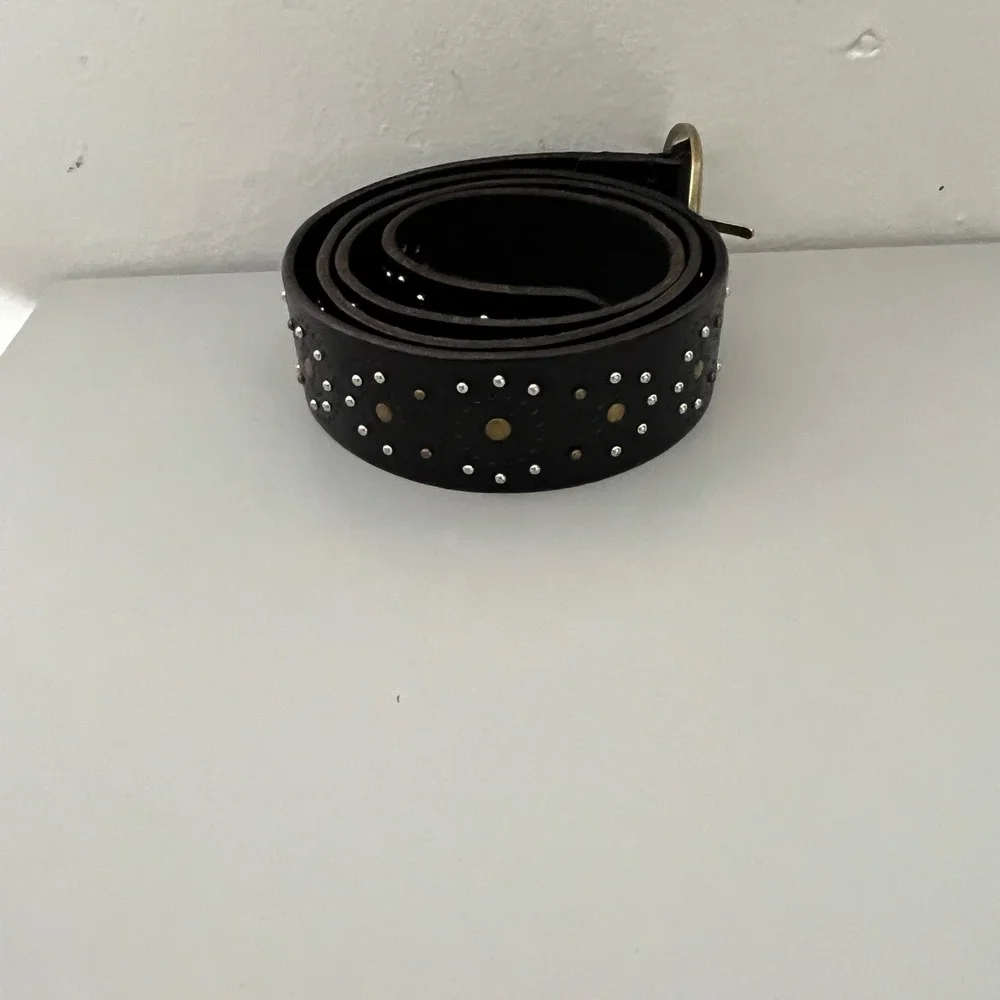 Lucky Brand Studded Leather Belt Womens L Brown BUW0950 Perforated Boho Western